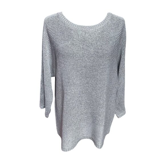 Chico's Sweater Size 3 XL Gray Chunky Loose Knit 3/4 Sleeve Women - Picture 1 of 14